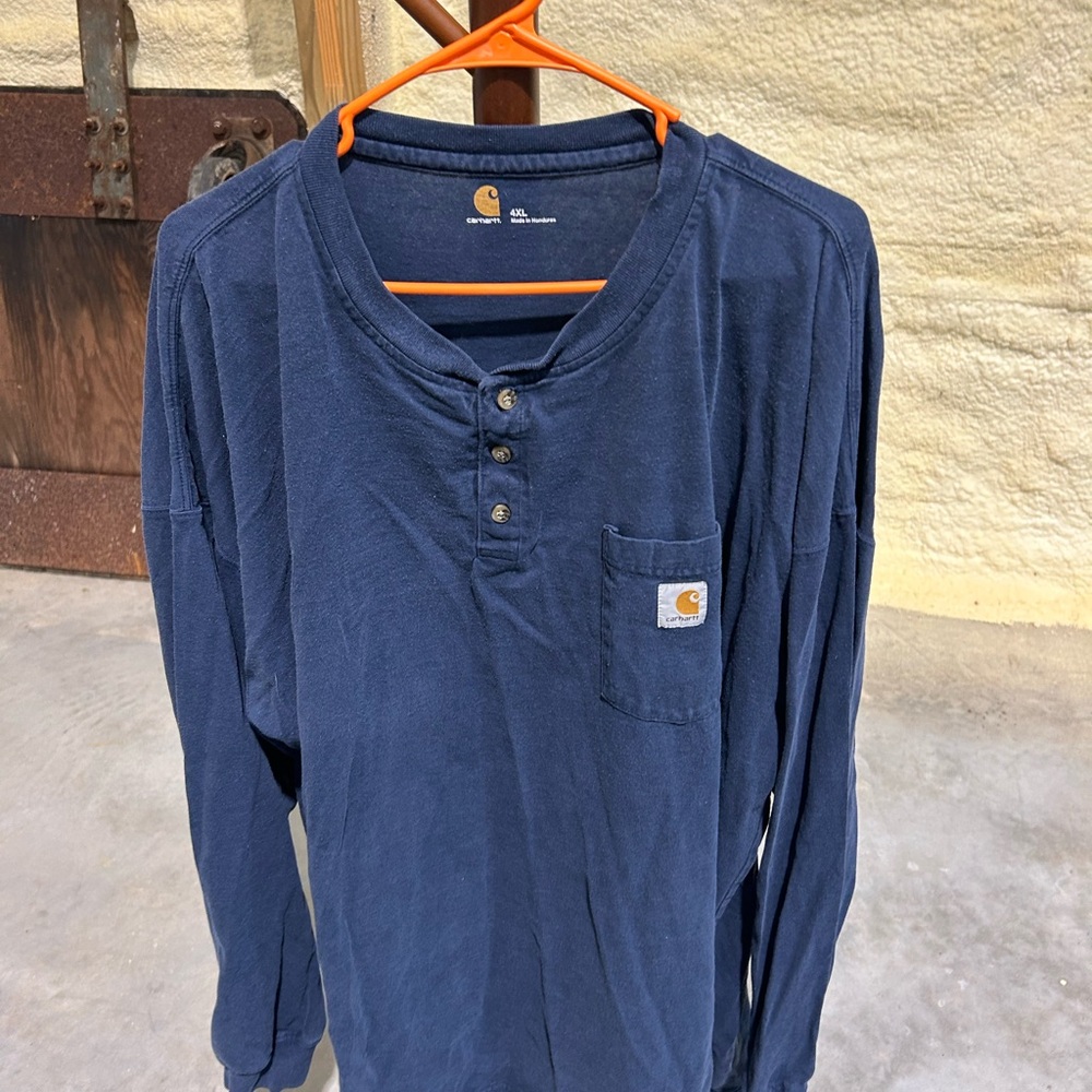 Carhartt Men's Dark Blue Long Sleeve Henley